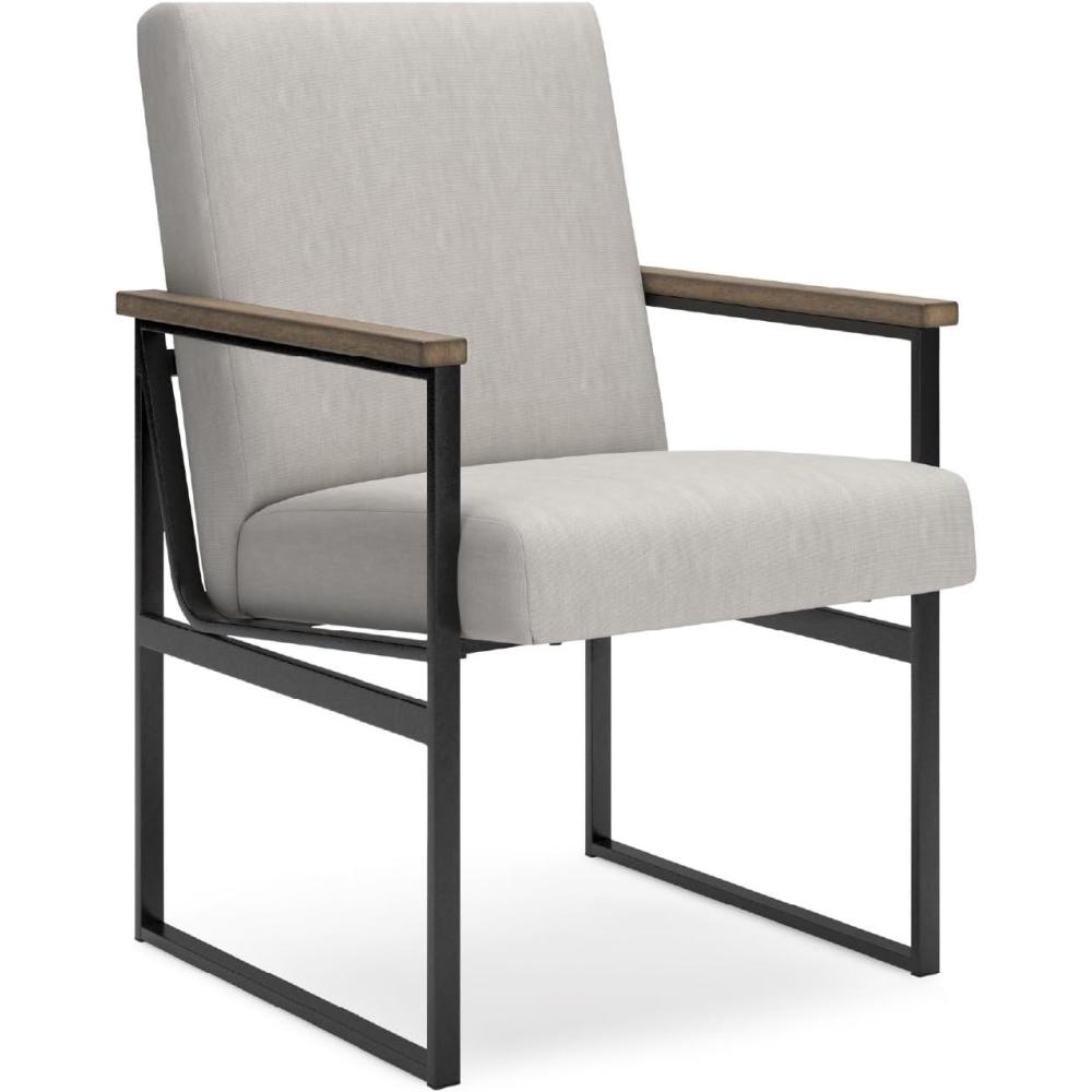 imageSignature Design by Ashley Montia Urban Upholstered Home Office Desk Chair with Track Arms Light Brown ampamp Gray