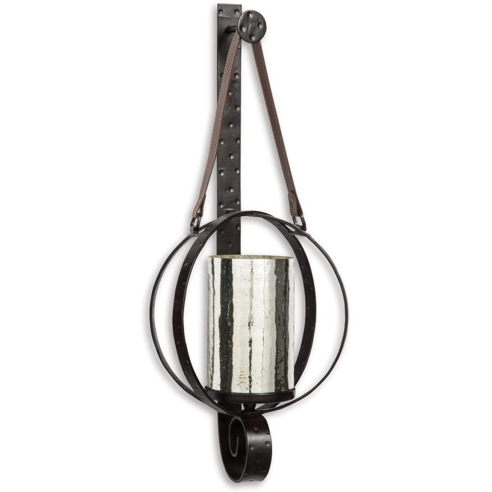 imageSignature Design by Ashley Ogaleesha Rustic BronzeToned Wall Sconce with Candle Holder BrownMixed Media