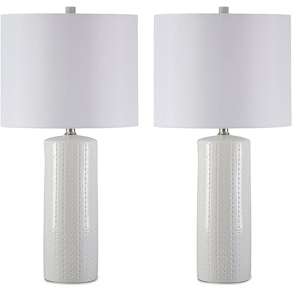 imageSignature Design by Ashley Steuben Textured Ceramic Table Lamp 2 Count Lamps 25quot Solid WhiteWhite