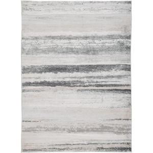 Signature Design by Ashley Abanett Contemporary 8 x 10 Medium Pile Abstract Design Rug, Cream, Gold & Gray(5’3″ x 7’3″ (Rectangular))