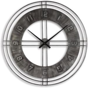 Signature Design by Ashley Ana Sofia Industrial Metal Wall Clock, Antique Gray