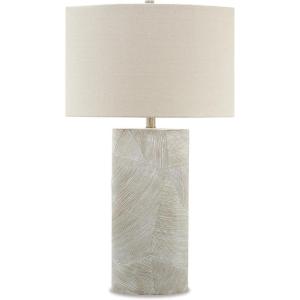 Signature Design by Ashley Bradard 30″ Contemporary Ceramic Detailed Table Lamp, Ivory Whitewash