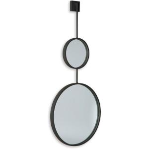 Signature Design by Ashley Brewer Modern Minimalist Round Stacked Accent Mirror, Black(Black)
