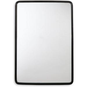 Signature Design by Ashley Brocky 24″ Contemporary Rectangular Wall Mounted Accent Mirror, White(Black)