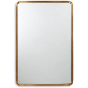 Signature Design by Ashley Brocky 24″ Contemporary Rectangular Wall Mounted Accent Mirror, White(Gold)