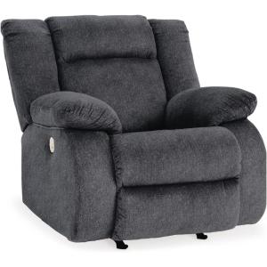 Signature Design by Ashley Burkner Adjustable Power Rocker Recliner with USB Charging, Gray(Dark Gray/Blue)