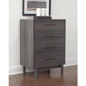 Signature Design by Ashley Calverson Contemporary 6 Drawer Dresser with Burnished Goldtone Pulls, Dark Brown(Brownish Gray)