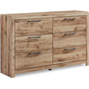 Signature Design by Ashley Cambeck Farmhouse Industrial 6 Drawer Dresser, Whitewash(Light Brown)