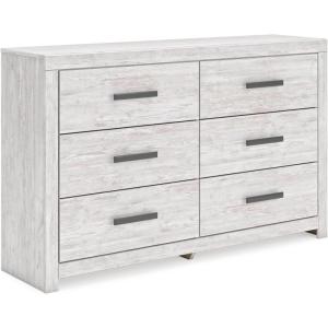Signature Design by Ashley Cambeck Farmhouse Industrial 6 Drawer Dresser, Whitewash(White)