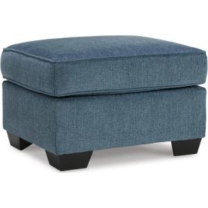 Signature Design by Ashley Cashton Contemporary Crosshatched Upholstered Ottoman, Blue(Blue)