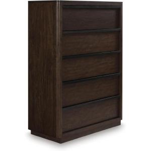 Signature Design by Ashley Cielden Coastal 5-Drawer Chest of Drawers with Safety Stop and Textured Cane Details, Light Brown(Brown)