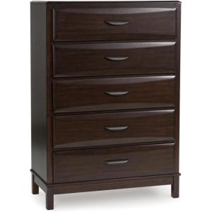 Signature Design by Ashley Cielden Coastal 5-Drawer Chest of Drawers with Safety Stop and Textured Cane Details, Light Brown(Dark Brown)