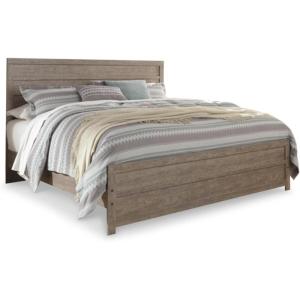 Signature Design by Ashley Culverbach Casual King Panel Bed with Metal Slats, Foundation or Box Spring Needed, Gray