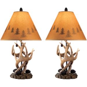 Signature Design by Ashley Derek Rustic Cabin Antler Lamp Set, 2 Count, Brown