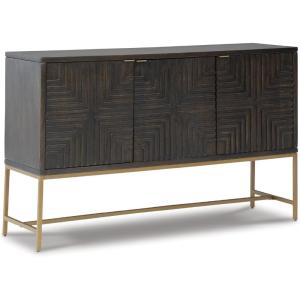 Signature Design by Ashley Elinmore Mid-Century Modern Accent Cabinet, Brown & Gold