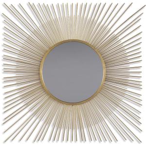 Signature Design by Ashley Elspeth Contemporary 42″ Round Accent Mirror, Gold(29.8″L x 24.3″W)