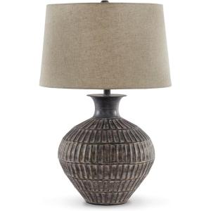 Signature Design by Ashley Emelda Farmhouse 27″ Ceramic Table Lamp, Cream Glaze Crackle Finish(Magan)
