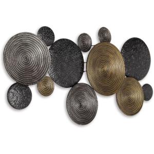Signature Design by Ashley Emsley Eclectic Metal 44 x 22 Inch Wall Decor, Black, Gray & Brown