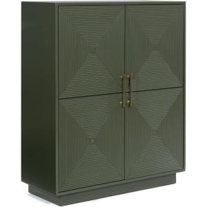 Signature Design by Ashley Geirwood Contemporary Accent Cabinet with Shelf and Geometric Pattern, Green