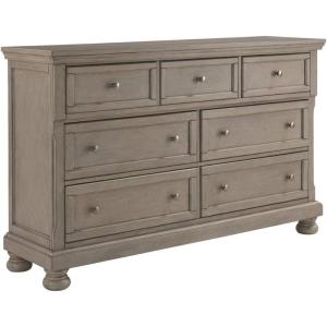 Signature Design by Ashley Hyanna Rustic Smooth-Gliding 6-Drawer Dresser and Mirror with Safety Stop, Light Brown(Light Gray)