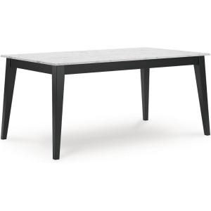 Signature Design by Ashley Jettaya Modern Faux Marble Tabletop Dining Table with 4 Legs, White & Black