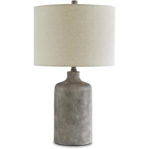 Signature Design by Ashley Linus Modern 25″ Ceramic Table Lamp, Natural Stone Finish(Antique black)