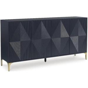 Signature Design by Ashley Loirwick Contemporary Accent Cabinet with Shelf and Geometric Pattern, Blue