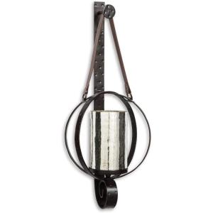 Signature Design by Ashley Ogaleesha Rustic Bronze-Toned Wall Sconce with Candle Holder, Brown(Mixed Media)