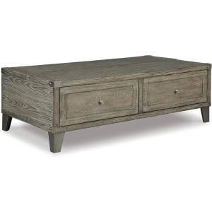 Signature Design by Ashley Todoe Industrial Square End Table with 1 Drawer, 2 Outlets and 2 USB Charging Ports, Dark Gray with Weathered Pine Finish(Rustic Brown)