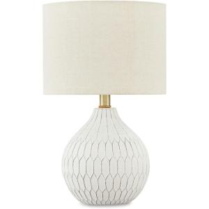 Signature Design by Ashley Wardmont 18″ Modern Dimensional Design Ceramic Table Lamp, White(White)