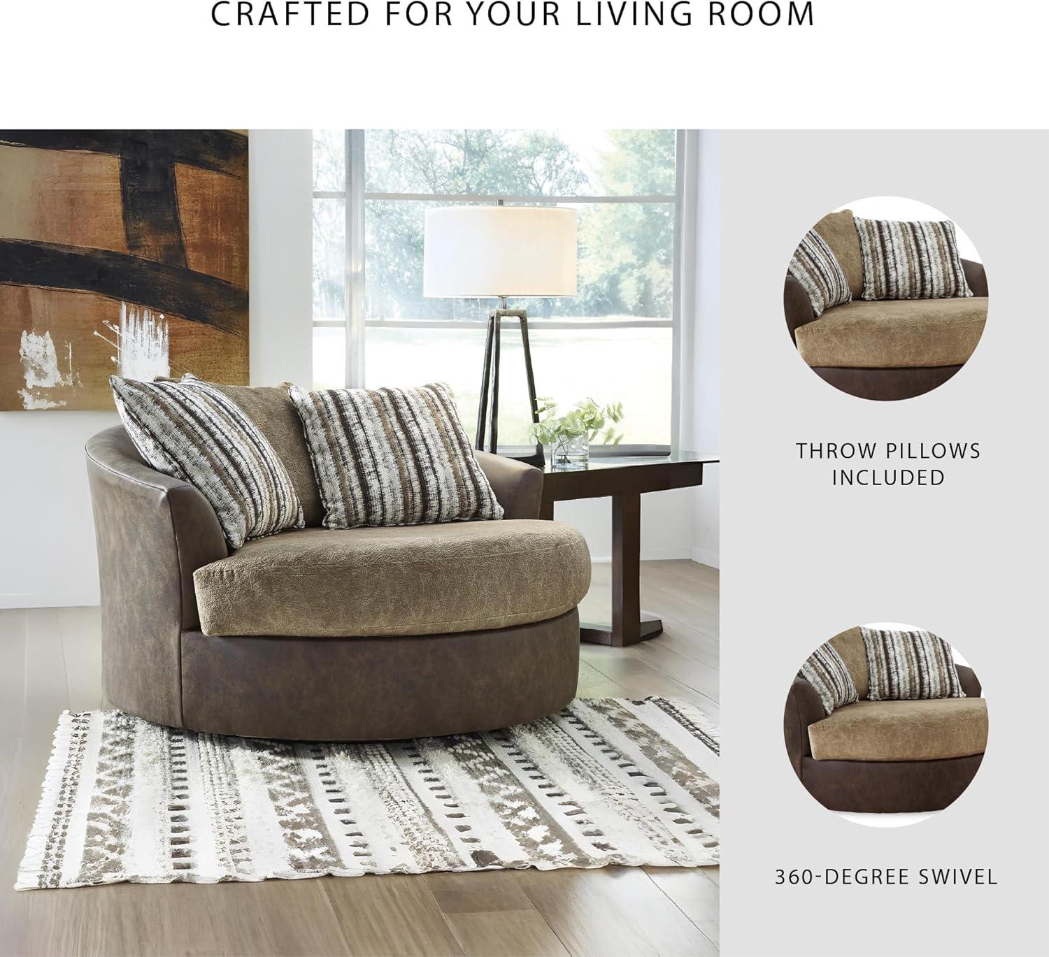 imageSignature Design by Ashley Alesbury Retro Oversized Swivel Accent Chair Dark BrownDark Brown