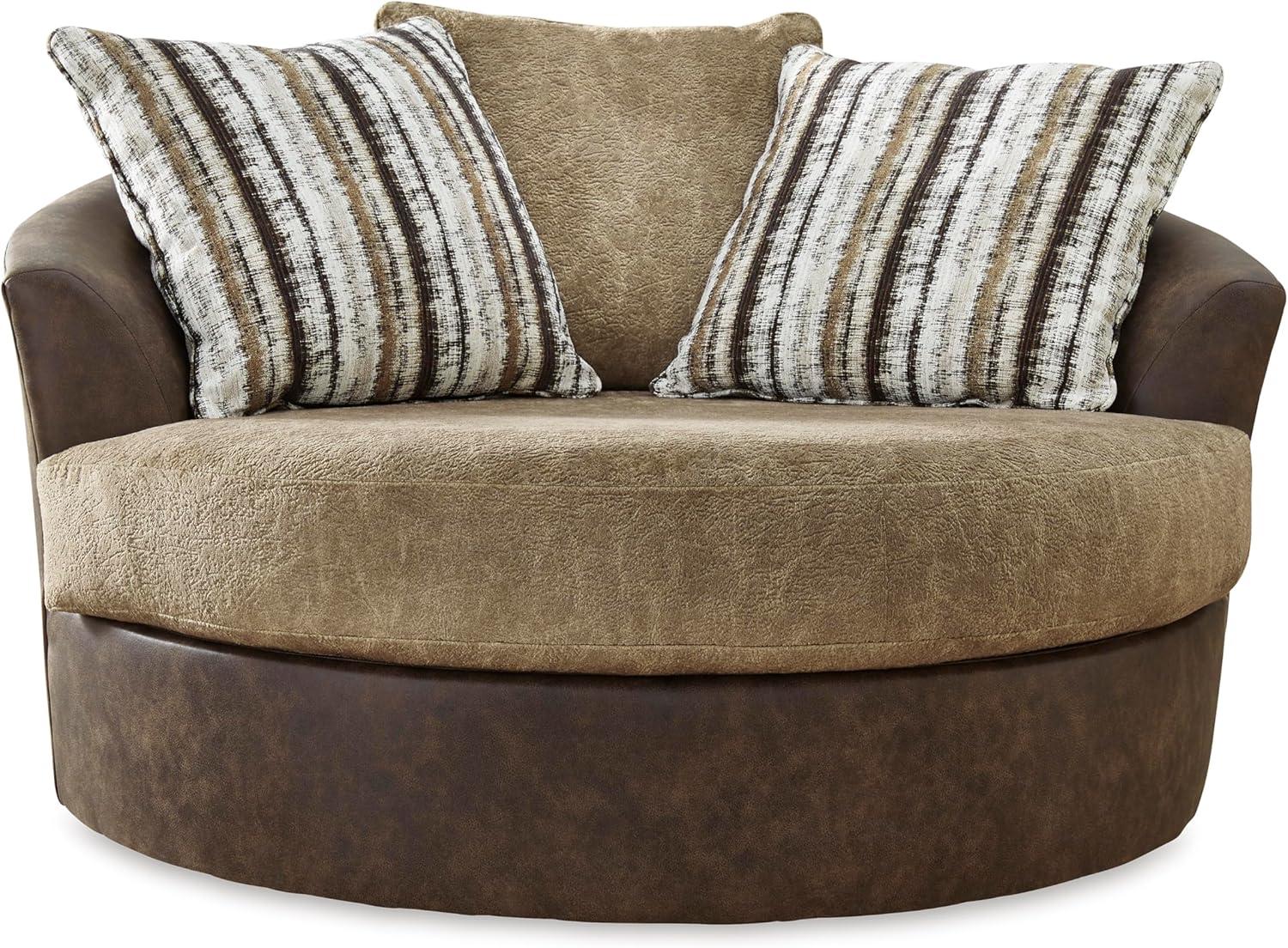 imageSignature Design by Ashley Alesbury Retro Oversized Swivel Accent Chair Dark BrownDark Brown