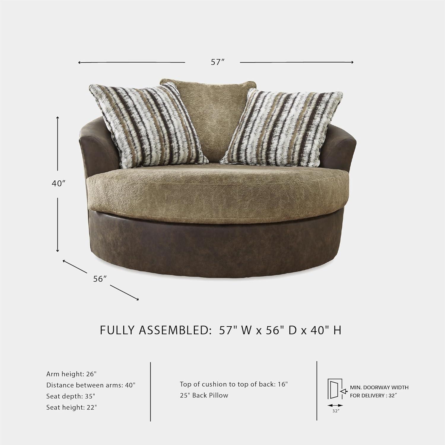 imageSignature Design by Ashley Alesbury Retro Oversized Swivel Accent Chair Dark BrownDark Brown