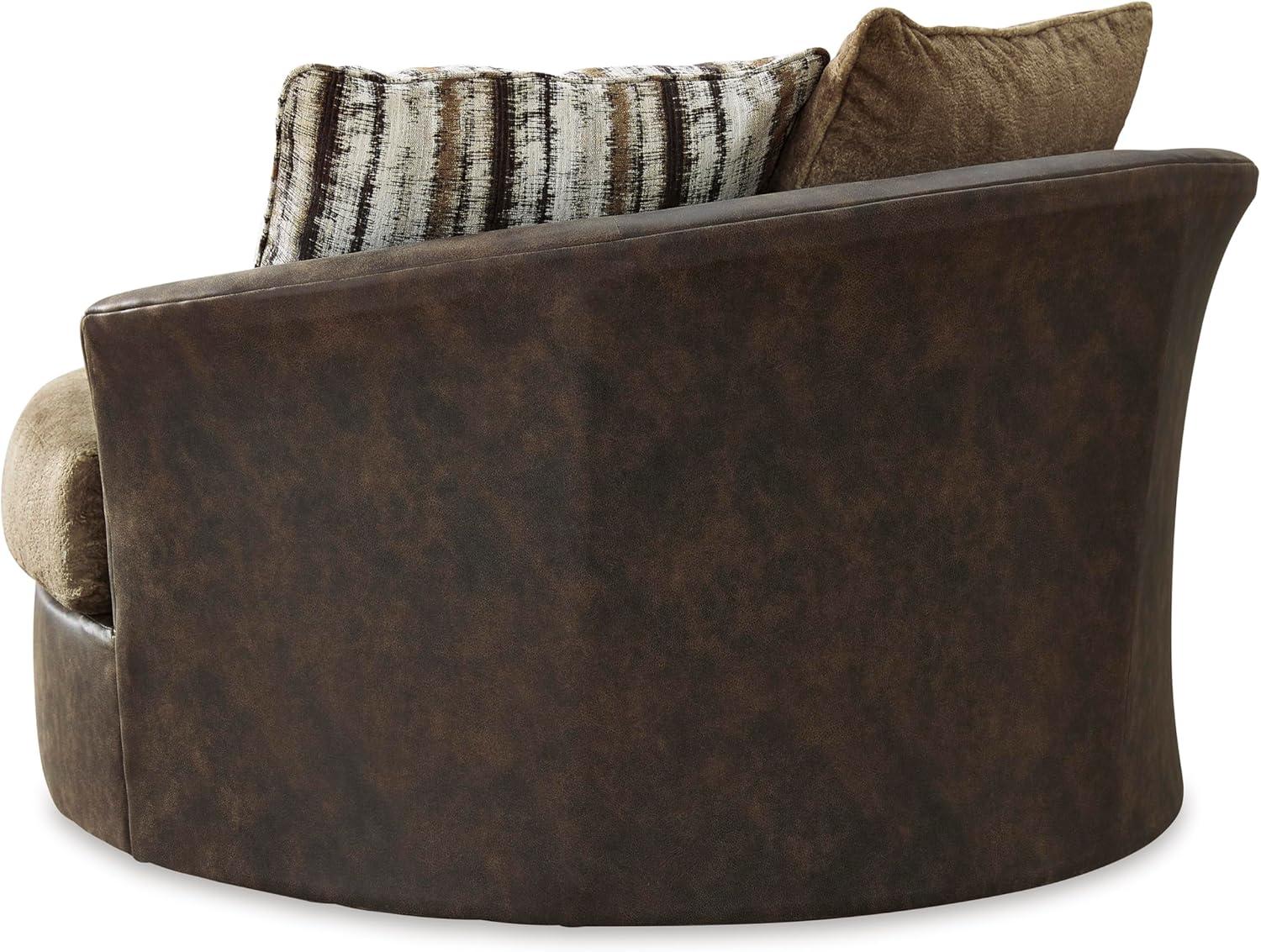 imageSignature Design by Ashley Alesbury Retro Oversized Swivel Accent Chair Dark BrownDark Brown