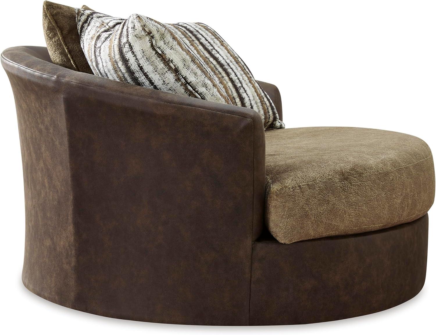 imageSignature Design by Ashley Alesbury Retro Oversized Swivel Accent Chair Dark BrownDark Brown