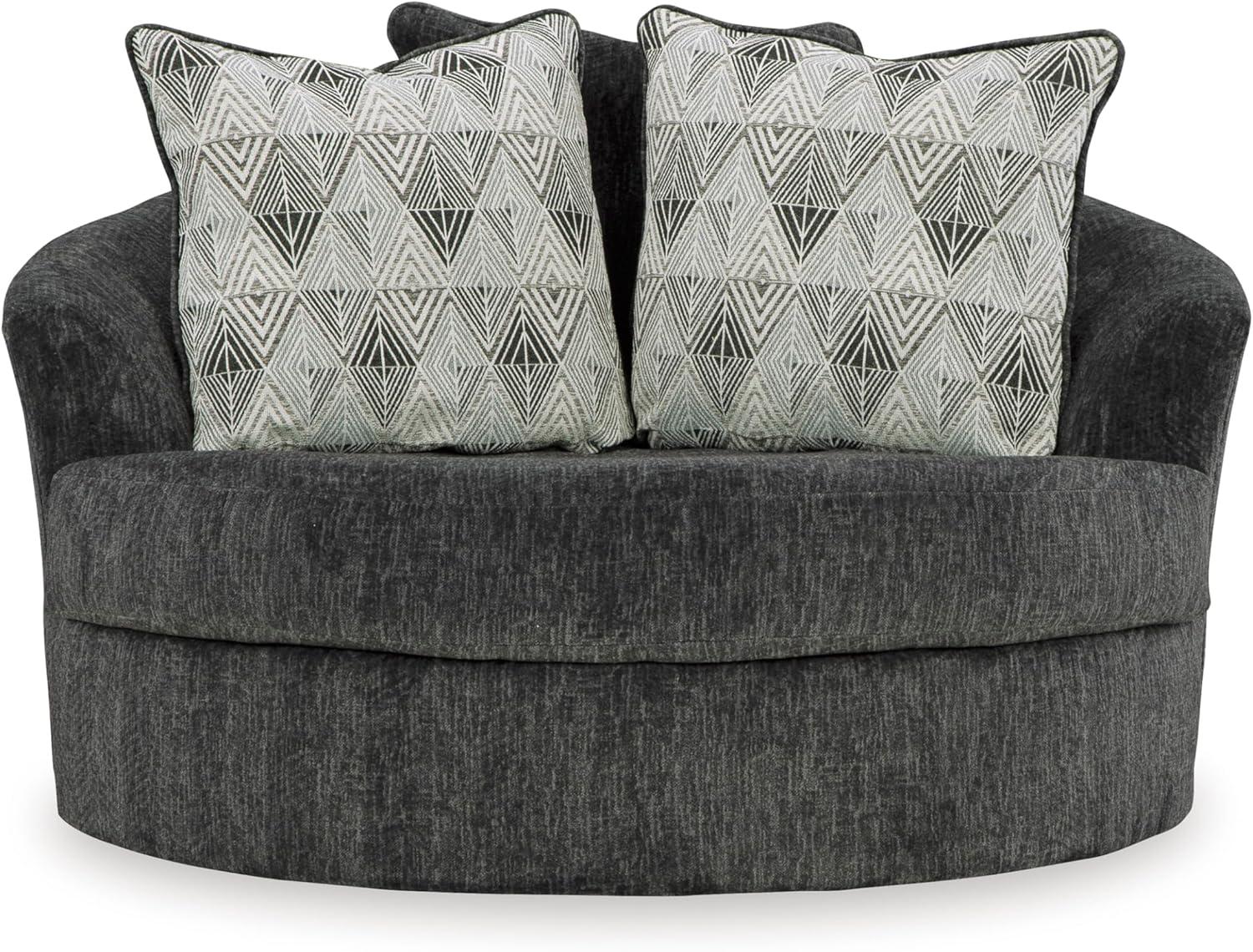 imageSignature Design by Ashley Alesbury Retro Oversized Swivel Accent Chair Dark BrownDark Gray