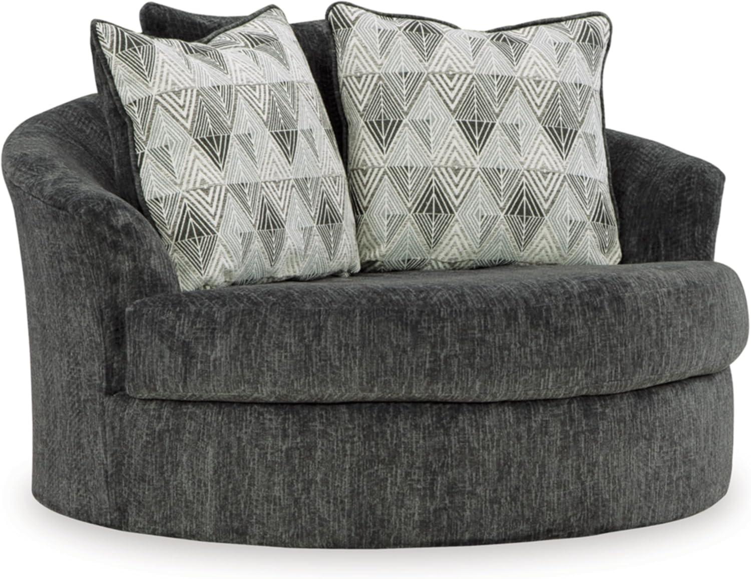 imageSignature Design by Ashley Alesbury Retro Oversized Swivel Accent Chair Dark BrownDark Gray
