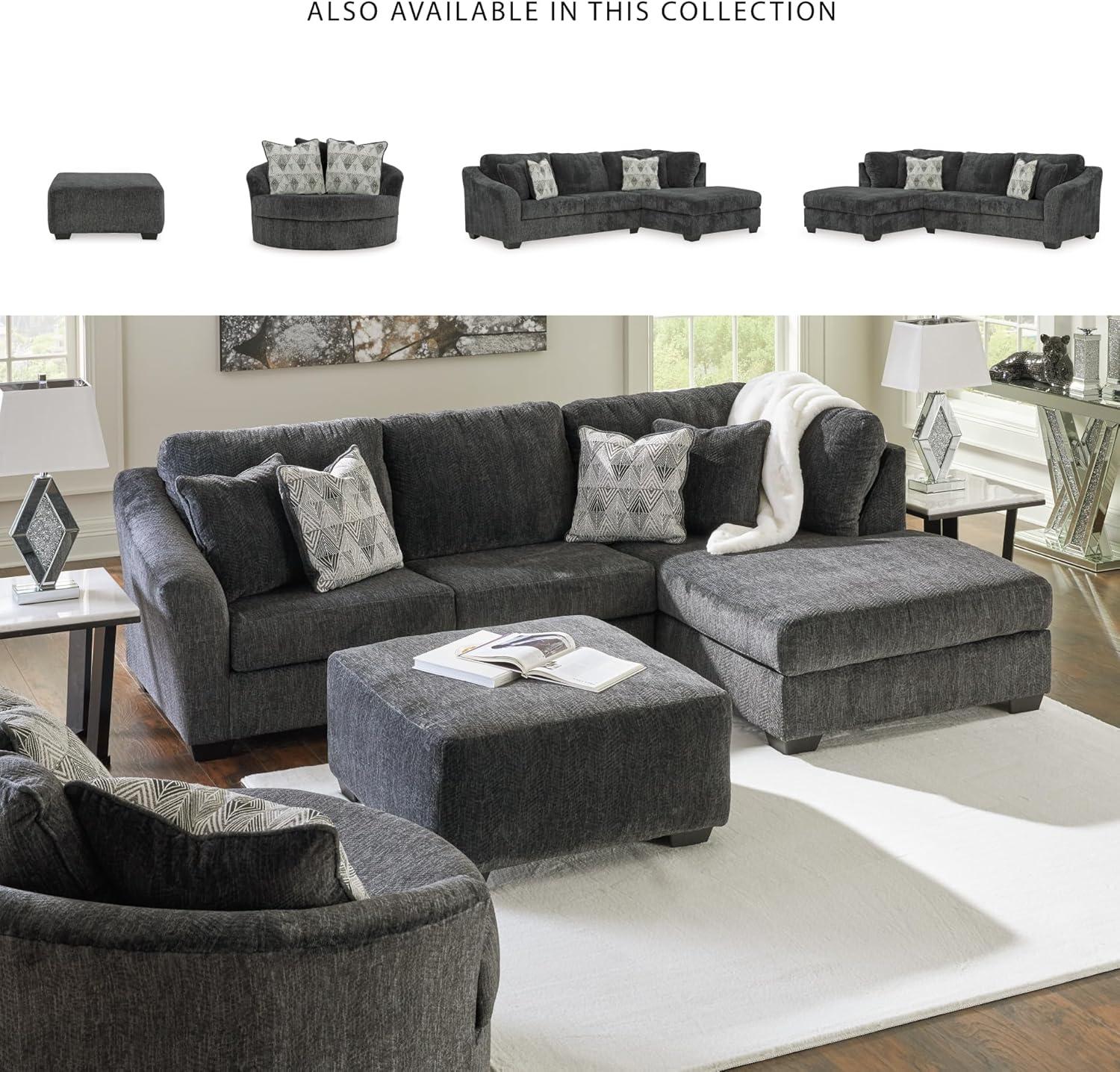 imageSignature Design by Ashley Alesbury Retro Oversized Swivel Accent Chair Dark BrownDark Gray