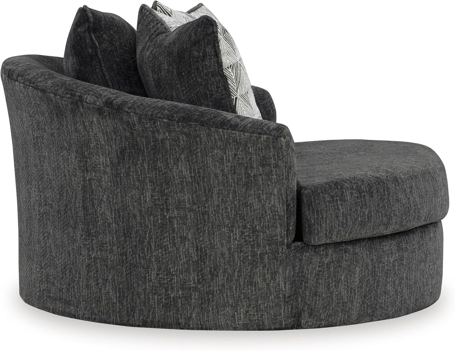 imageSignature Design by Ashley Alesbury Retro Oversized Swivel Accent Chair Dark BrownDark Gray