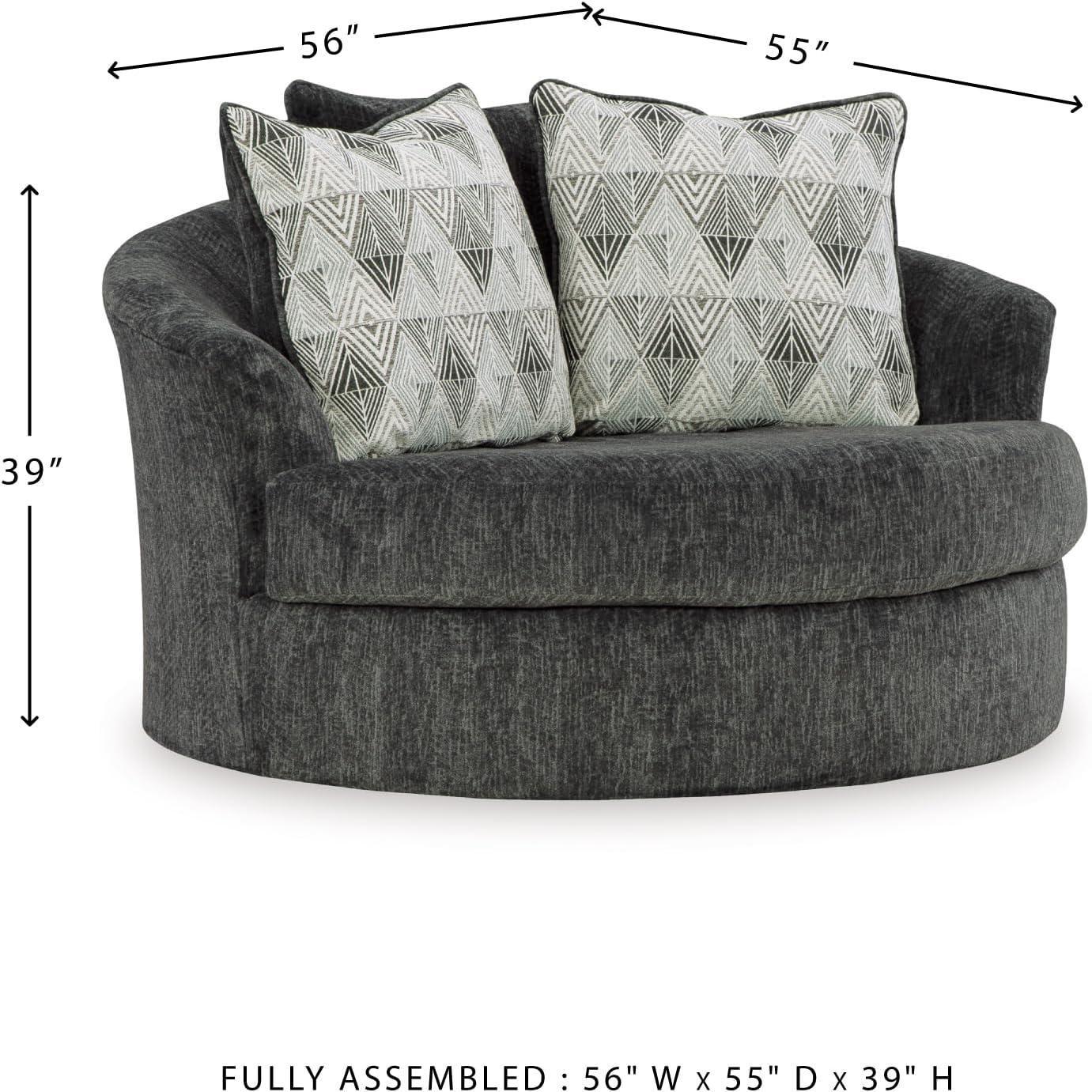 imageSignature Design by Ashley Alesbury Retro Oversized Swivel Accent Chair Dark BrownDark Gray