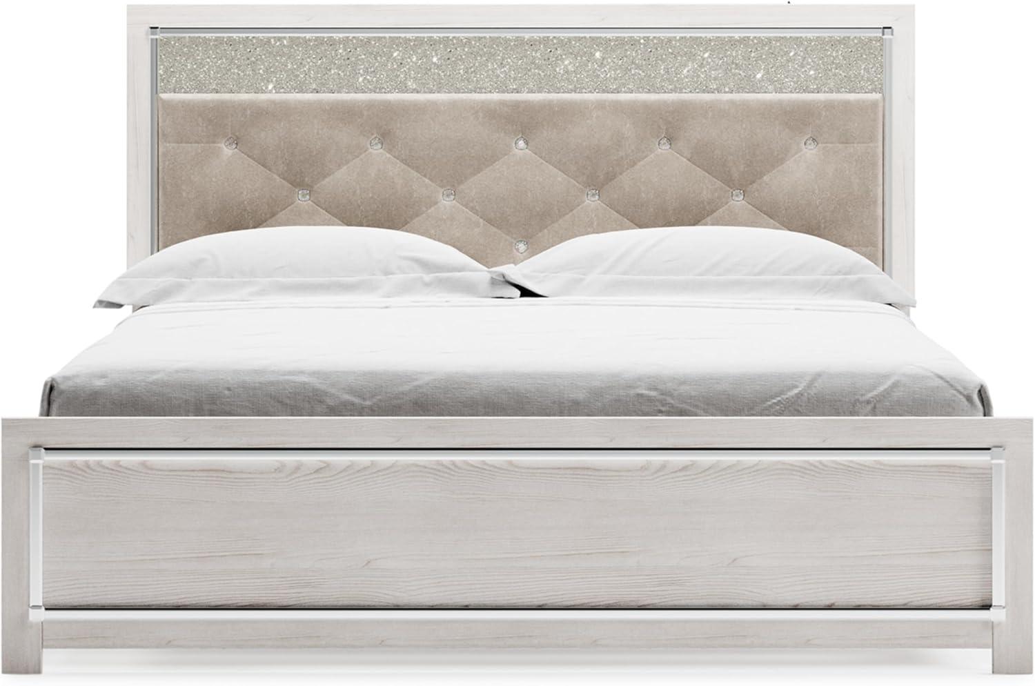 imageSignature Design by Ashley Altyra Modern SmoothGliding 6Drawer Dresser and Mirror with Safety Stop WhiteKing Panel Bed with Rails