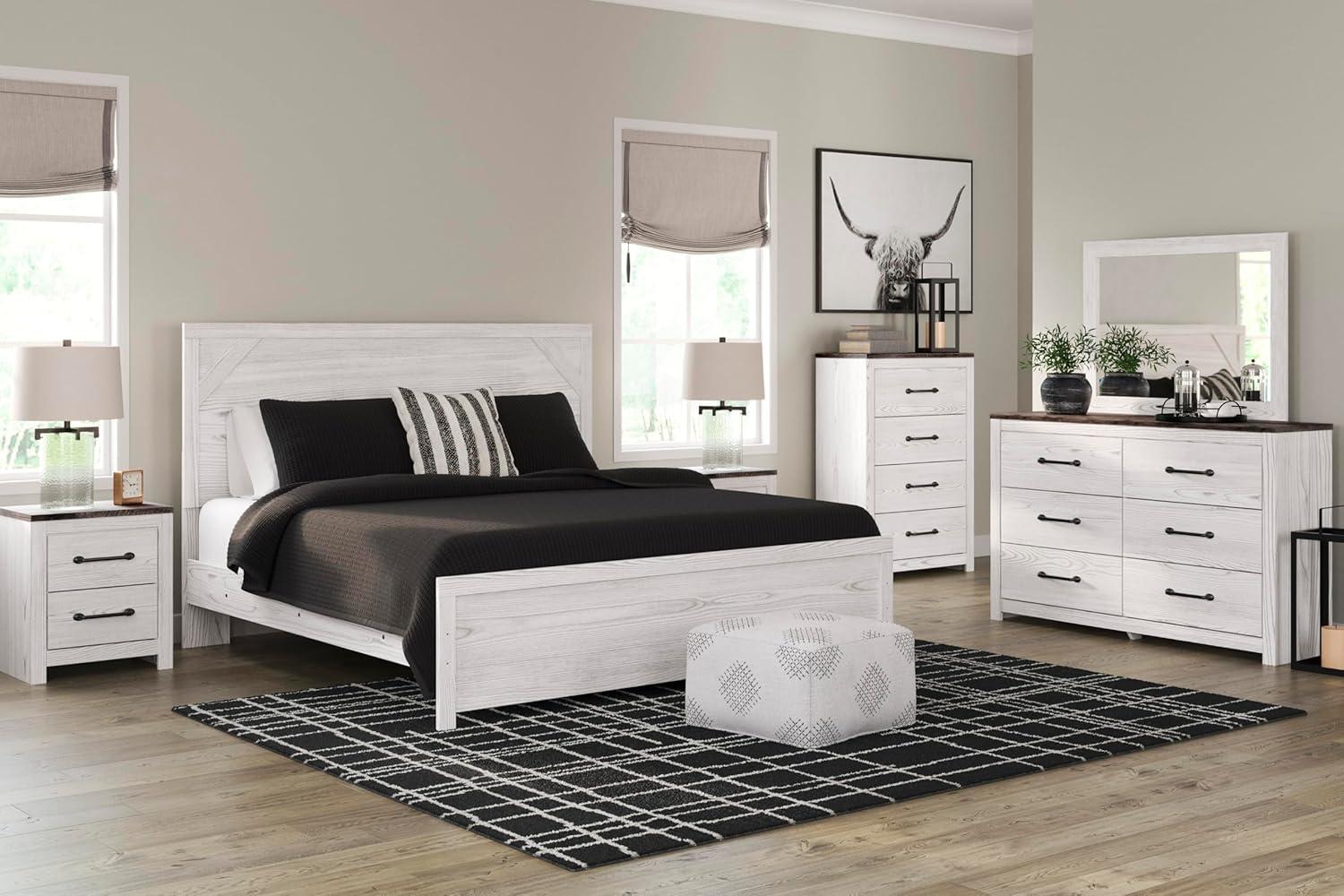imageSignature Design by Ashley Gerridan Vintage SmoothGliding 6Drawer Dresser and Mirror with Safety Stop White ampamp GrayWhiteGray