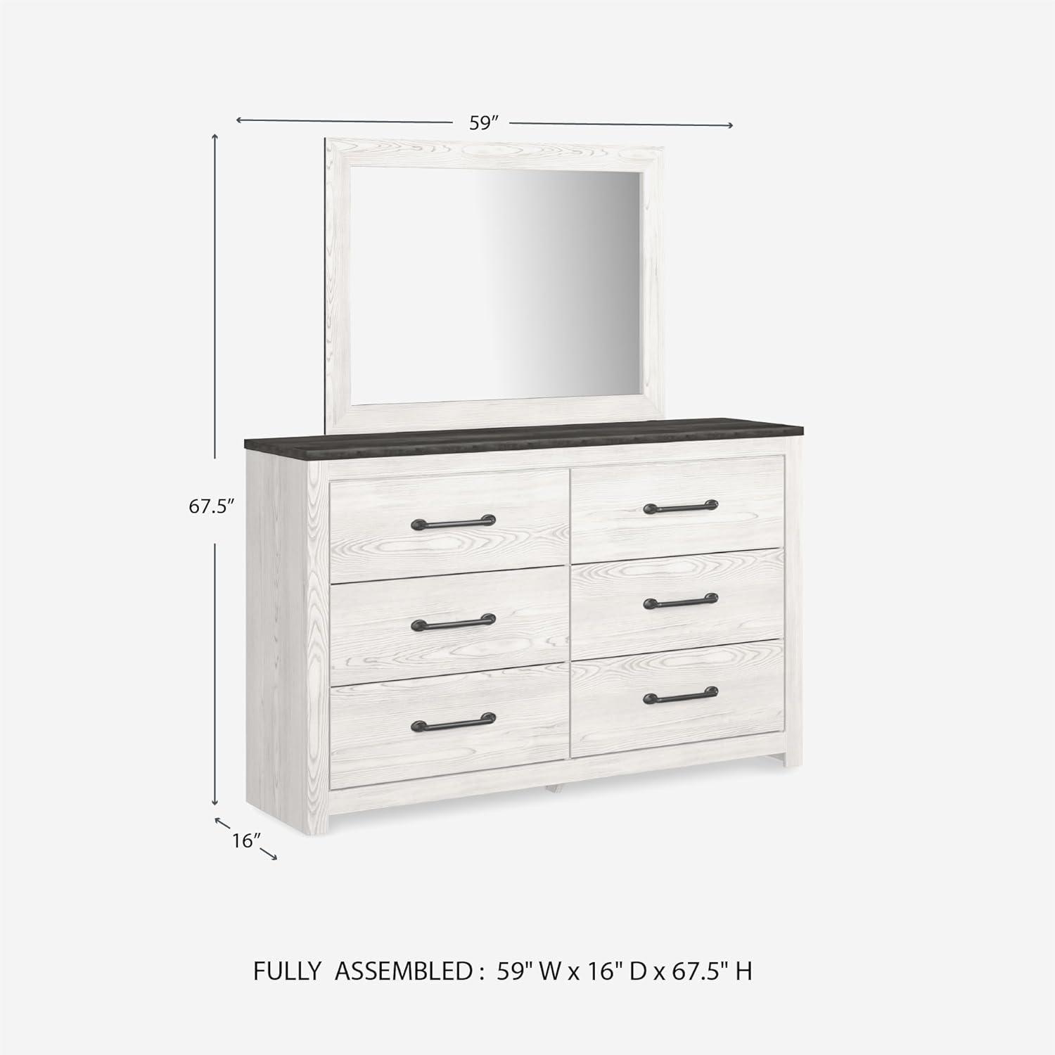 imageSignature Design by Ashley Gerridan Vintage SmoothGliding 6Drawer Dresser and Mirror with Safety Stop White ampamp GrayWhiteGray