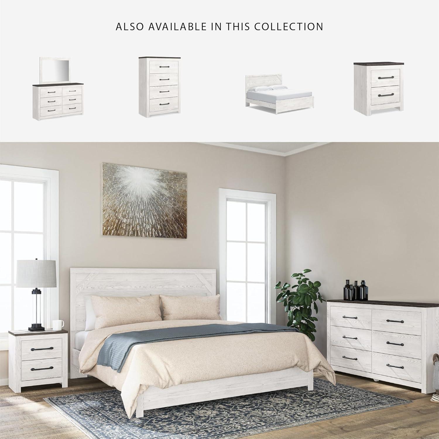imageSignature Design by Ashley Gerridan Vintage SmoothGliding 6Drawer Dresser and Mirror with Safety Stop White ampamp GrayWhiteGray