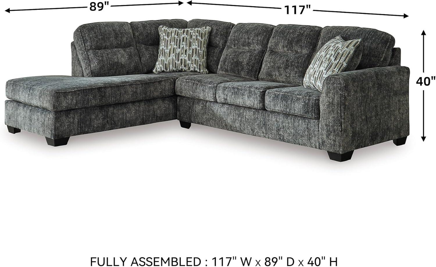imageSignature Design by Ashley Lonoke Casual LeftArm Facing 2Piece Sectional with Chaise Loose Seat Cushions Throw Pillows Included GrayGunmetal