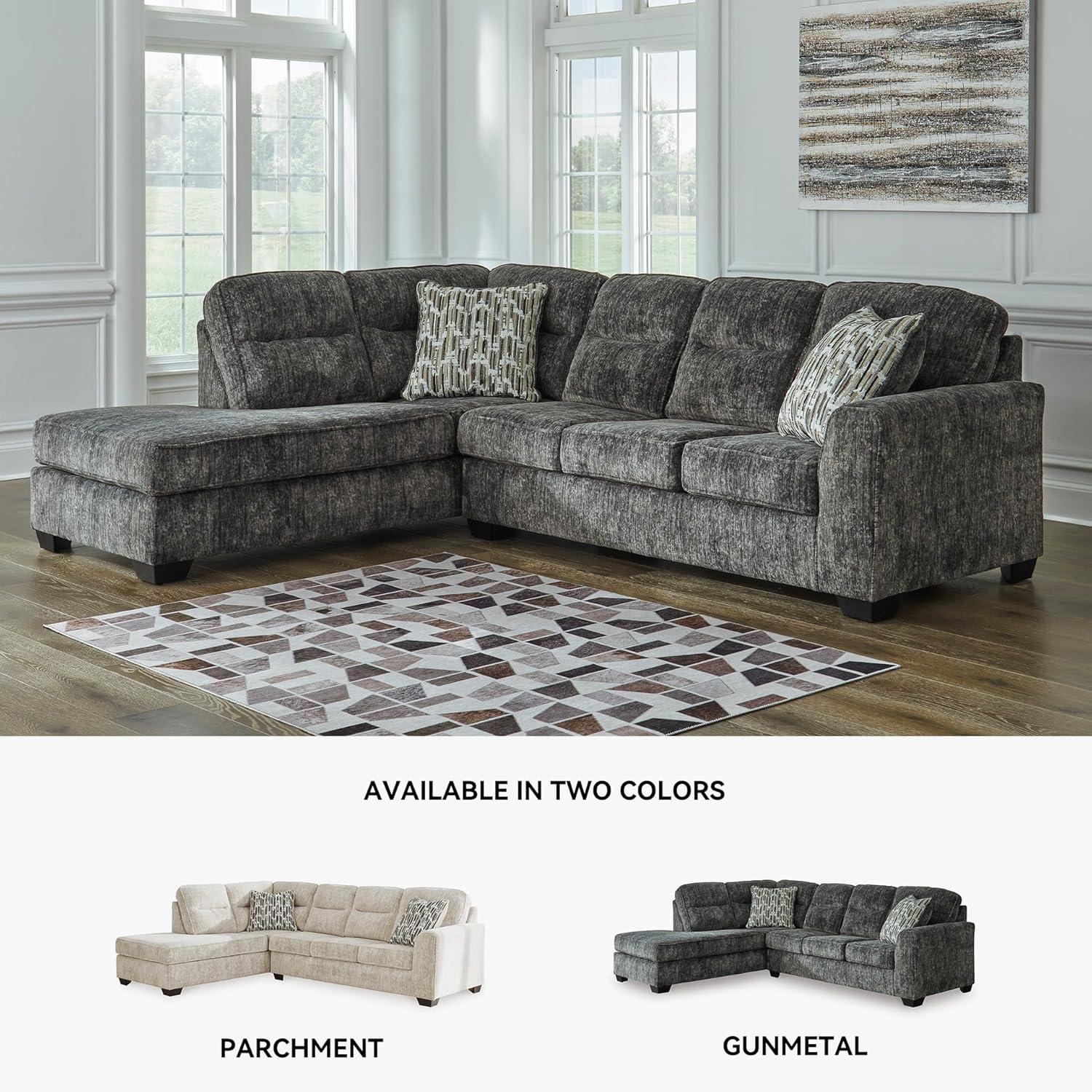 imageSignature Design by Ashley Lonoke Casual LeftArm Facing 2Piece Sectional with Chaise Loose Seat Cushions Throw Pillows Included GrayGunmetal