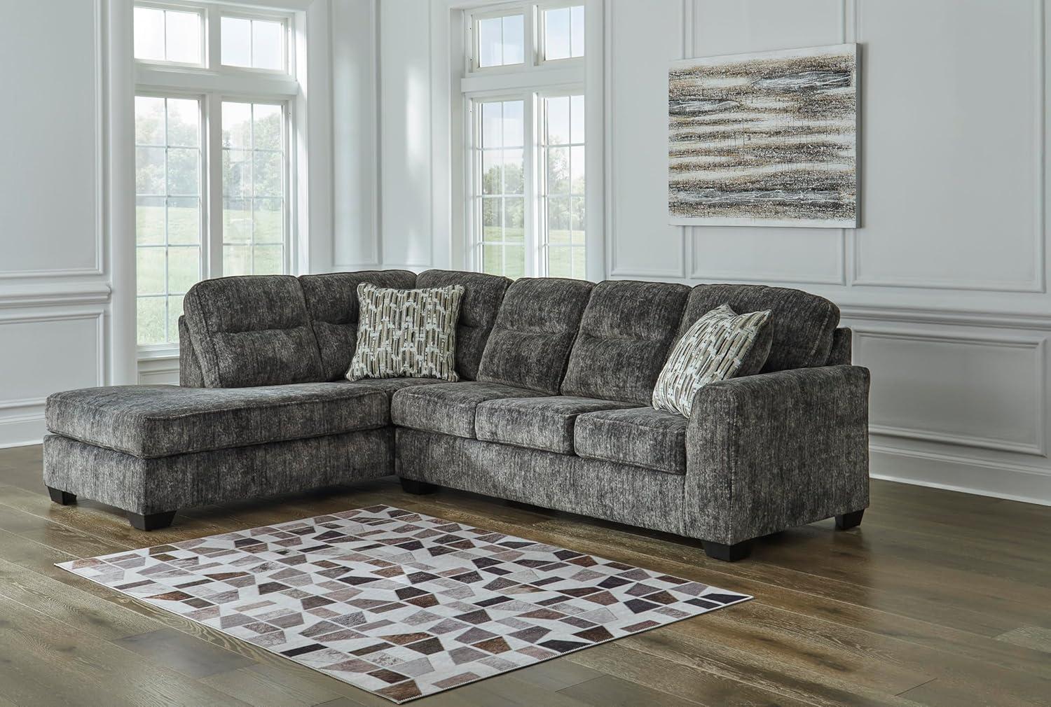 imageSignature Design by Ashley Lonoke Casual LeftArm Facing 2Piece Sectional with Chaise Loose Seat Cushions Throw Pillows Included GrayGunmetal