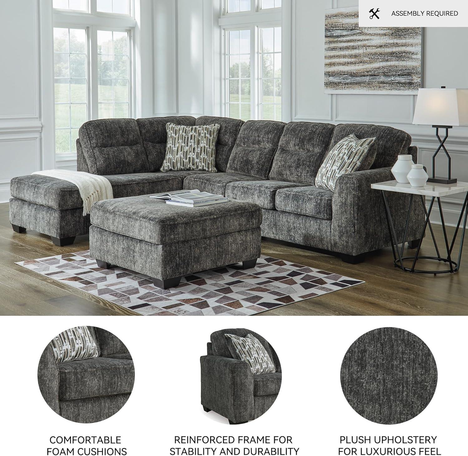 imageSignature Design by Ashley Lonoke Casual LeftArm Facing 2Piece Sectional with Chaise Loose Seat Cushions Throw Pillows Included GrayGunmetal
