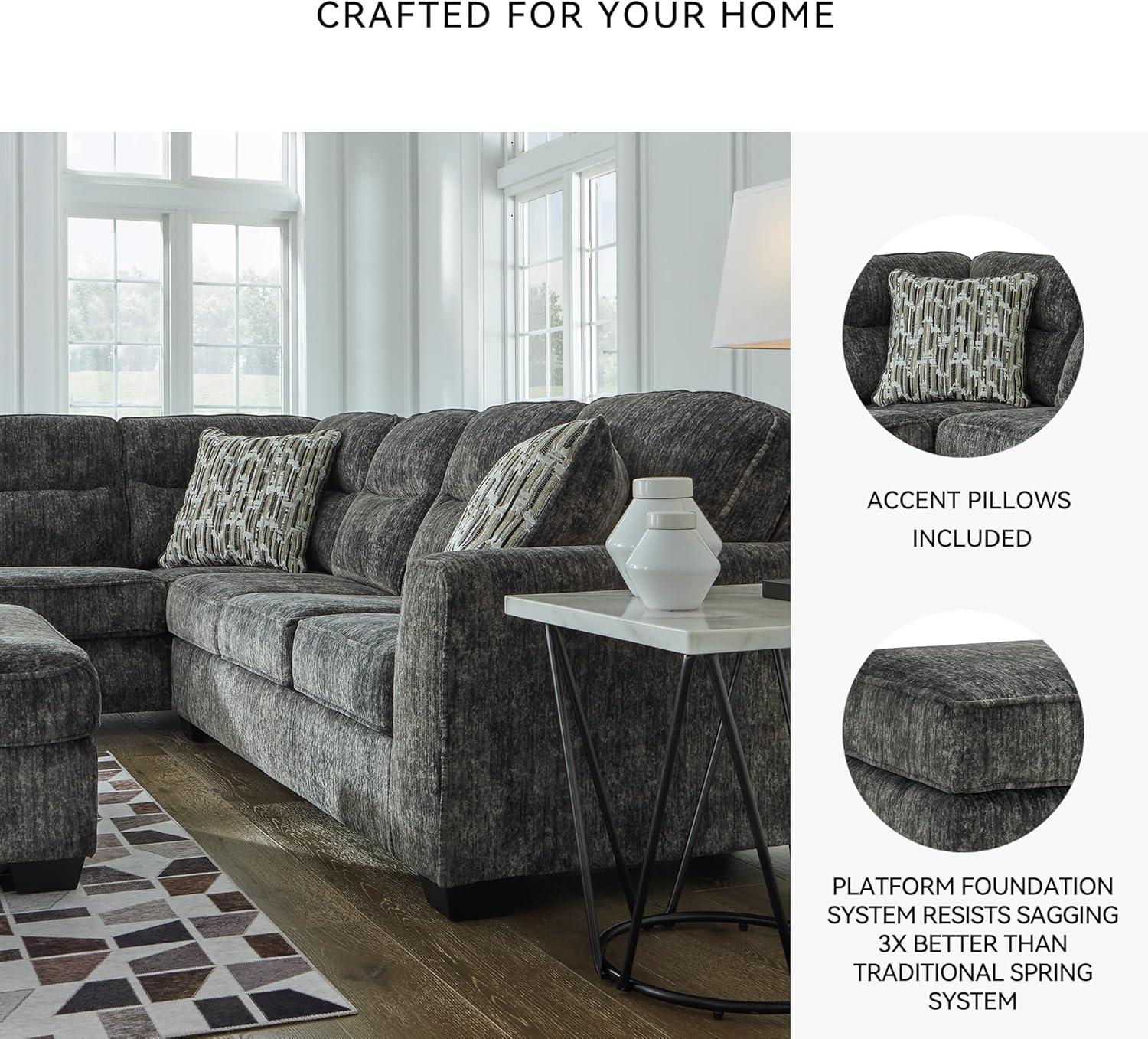imageSignature Design by Ashley Lonoke Casual LeftArm Facing 2Piece Sectional with Chaise Loose Seat Cushions Throw Pillows Included GrayGunmetal