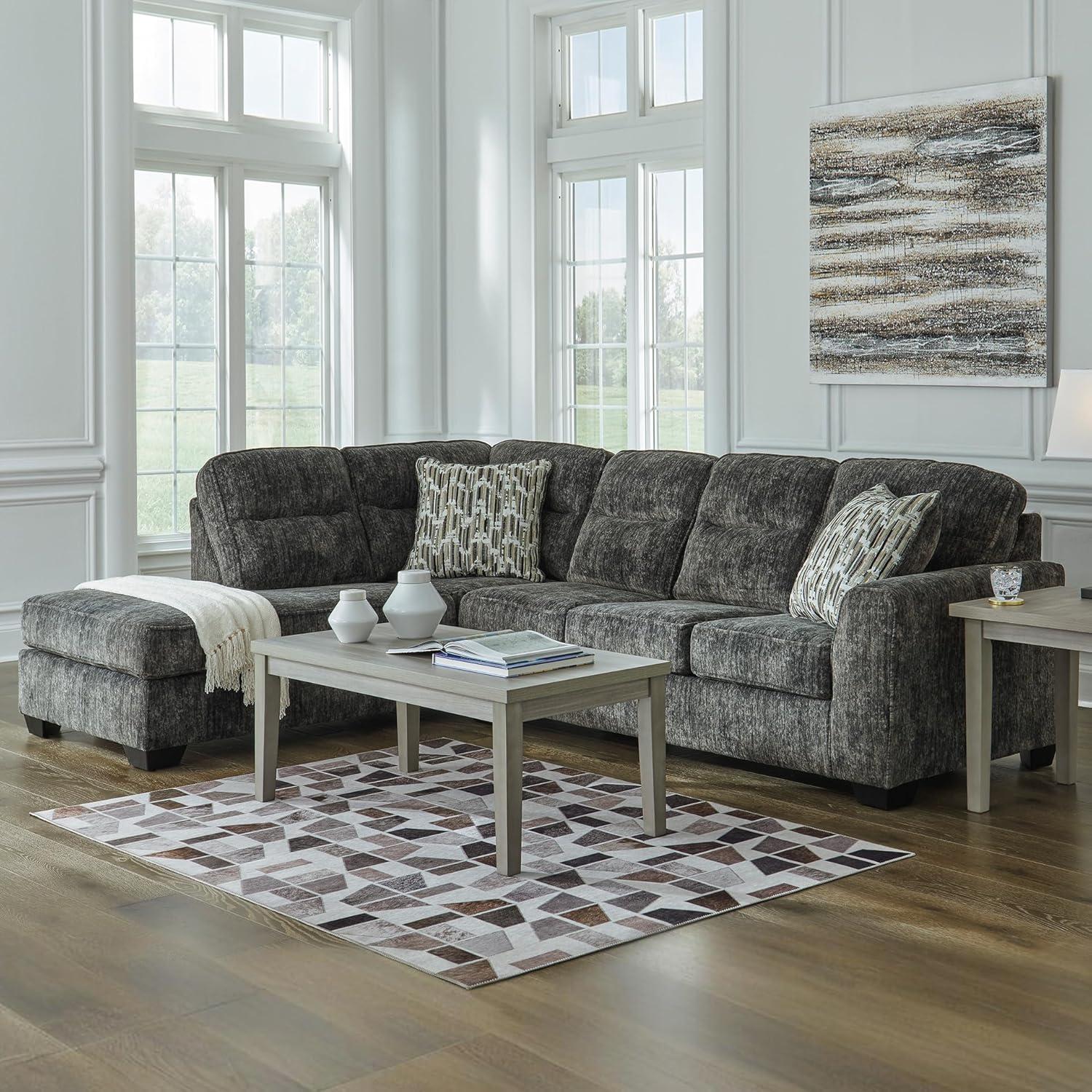 imageSignature Design by Ashley Lonoke Casual LeftArm Facing 2Piece Sectional with Chaise Loose Seat Cushions Throw Pillows Included GrayGunmetal